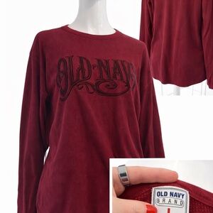 Old Navy Women's Burgundy Waffle Knit Long Sleeve Top